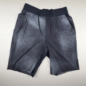 Lululemon THE Short 9 Linerless Mens Medium Black Grey Static Splatter Athletic